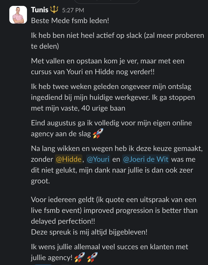 Gestopt met vaste baan en nu €11.000 p/m uit vaste klanten