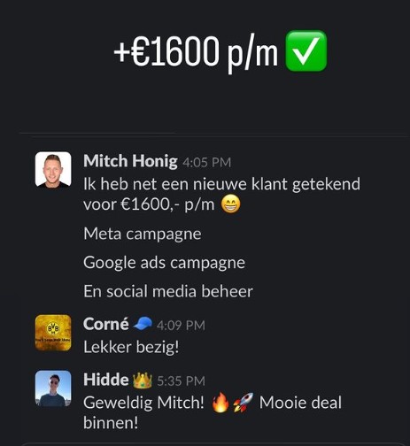 Klant van 1600 euro per maand