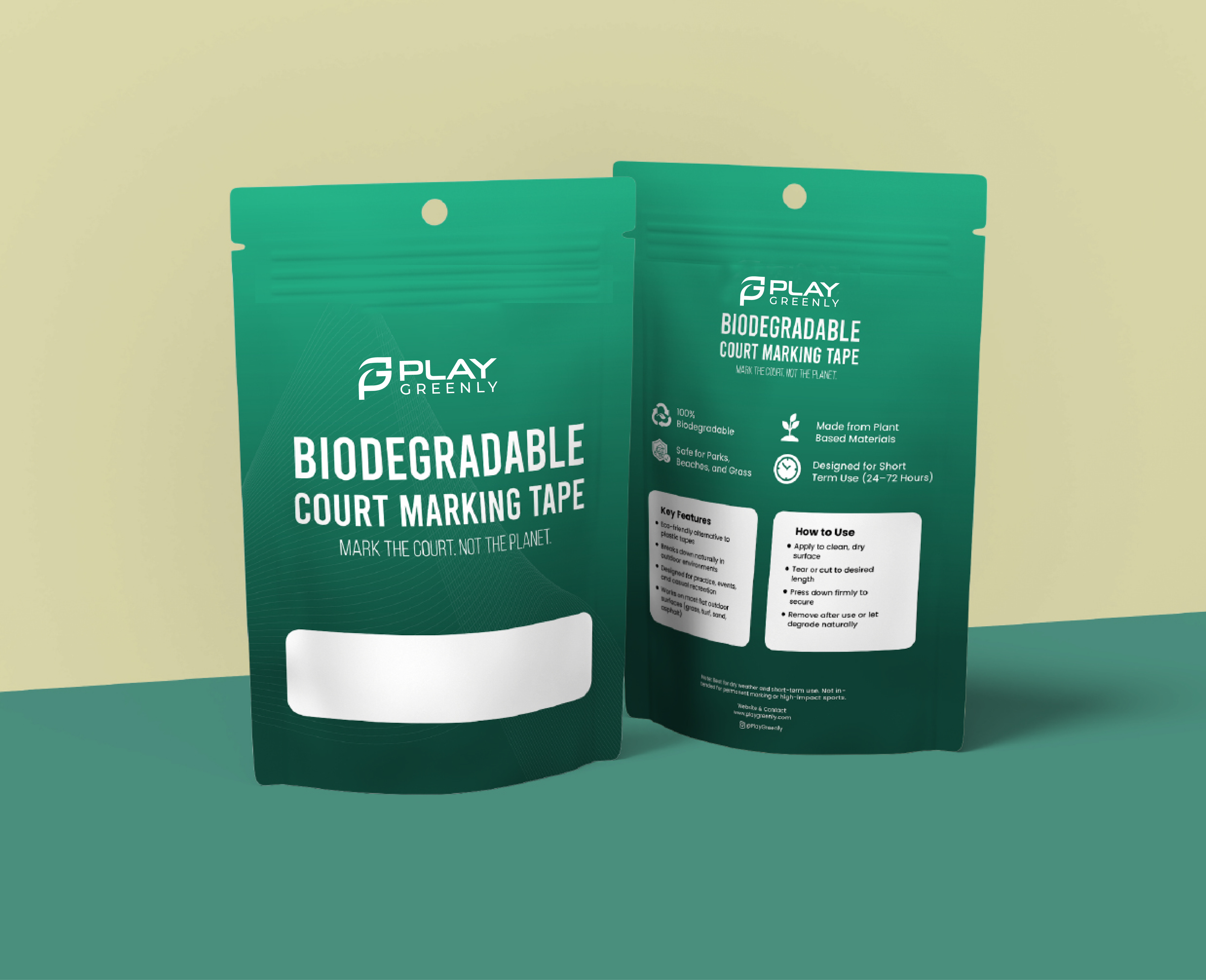 Roll of biodegradable court marking tape